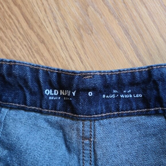 OLD NAVY DRAPEY DENIM HIGH RISE BAGGY WIDE LEG TROUSER JEANS DENIM PANTS sz 0 - Picture 6 of 6